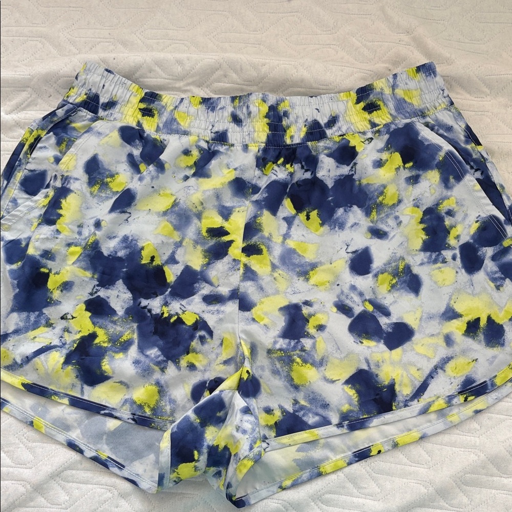 Athletic Works Women's Blue & Yellow Tie-Dye Athletic Shorts